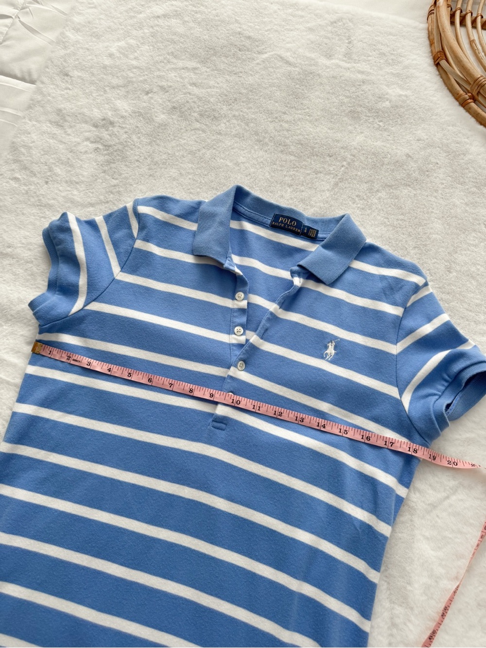 Polo Ralph Lauren Blue White Striped Polo Mini Dress Nautical Cotton Preppy - Picture 9 of 10